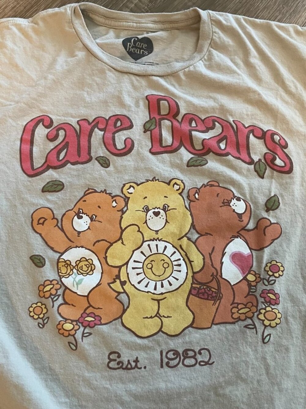 Ripple Junction Care Bears T-Shirt Size L Beige Vintage Graphic Summer Tee